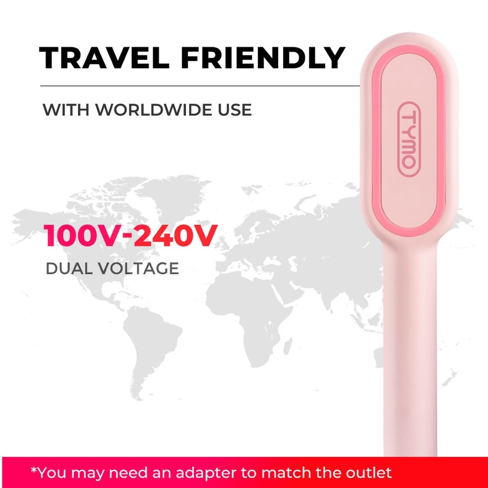 Tymo Ionic Plus Pink Hair Straightening Brush - Picture 4 of 8